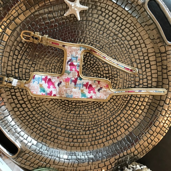 HGP LUXURY HOUNDSTOOTH XS DOG HARNESS & GOLD TONE LEAD - Picture 8 of 13